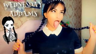 Sensual Wednesday Addams Cosplay – Sloppy Ahegao Deepthroat Blowjob Fantasy