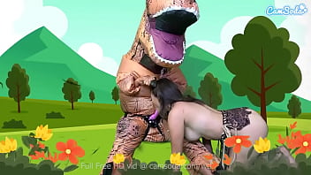 Prehistoric Pleasure: Madi Laine’s Wild Dino Blowjob Adventure