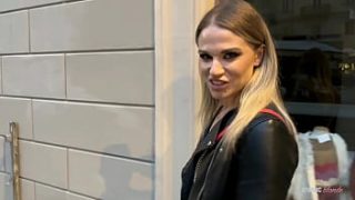 Public Pleasure: Blonde Beauty Devours Every Drop