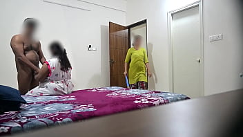 Intense Blowjob And Wild Fucking With My Wife As The Maid Cleans The Room