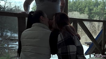 Vacation Threesome Blowjob In Public