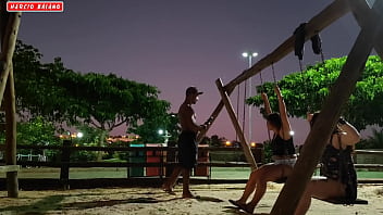 I Found Two Brand New Girls In The Public Square And They Gave Me A Yummy Blowjob