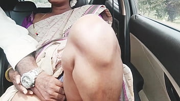 Saree Clad Indian Aunty With Big Boobs Seduces Son-in-law During Long Drive, Filled With Telugu Dirty Talk And Steamy Action.