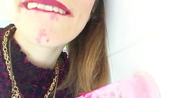 Sloppy Blowjob For A Suction Cup Dildo – Sexy Violette Stars Gets Messy