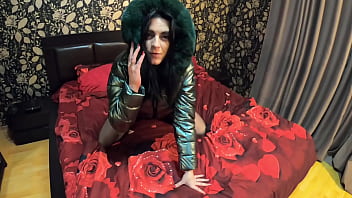 Glossy Green Coat Blowjob – Wet Fetish & Cum Splattered Jacket